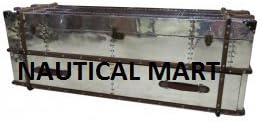 NauticalMart Vintage Mayfair Double Drawer Aluminium Trunk