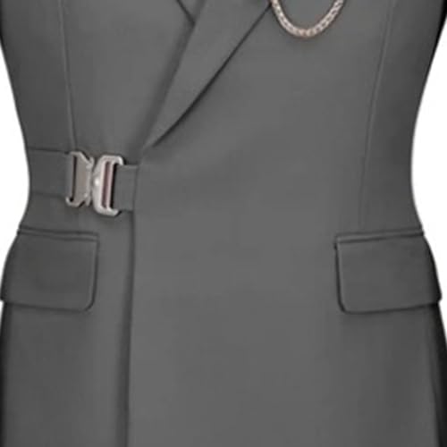 Image of Men's 2 Piece Suit with Metal Clasp Slim Fit Suit Stylish Business Pants Casual Wedding Grooms Tuxedo Suit