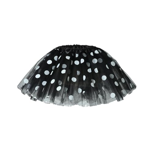 Minifalda de tul tutú para mujer con patrón de lunares brillantes, cintura elástica, falda de ballet para actuaciones en escenario, cosplay y trajes de fiesta, Negro, Altoa única