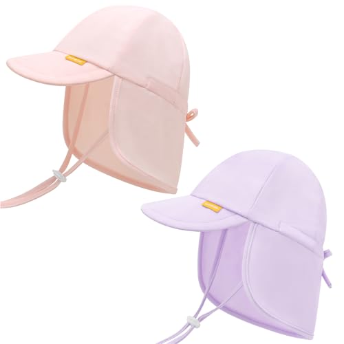 Adjustable Baby Sun Hats with UPF50+ & Neck Flap Protection - Perfect Swim & Play Toddler Hat for Girls & Boys