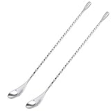 DIFENLUN 12 Inches Mixing Spoon Stainless Steel, 2 Pack Spiral Pattern Bar Spoon for Cocktail Shaker...