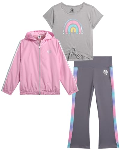 Body Glove Girls' Leggings Set - 3 Piece Windbreaker, T-Shirt, Leggings - Athleisure Outfit Set for Girls (2T-6X) - Main Image