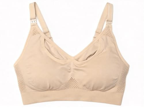 Image of iloveSIA Nursing Bras for Mom Breastfeeding, Seamless Supportive Sleep Bra for Maternity Postpartum S-2XL 3Pack
