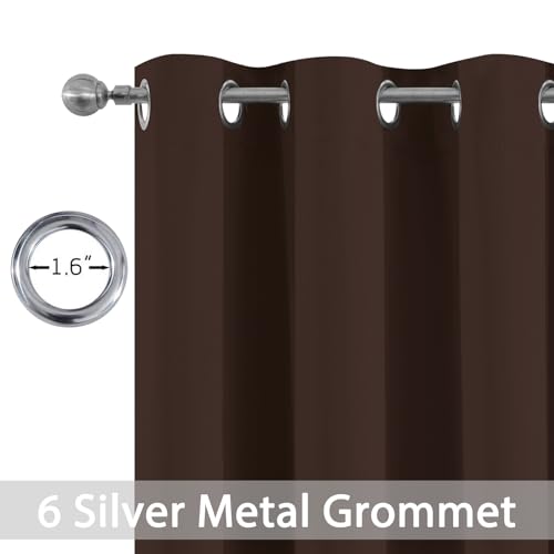 Yakamok Blackout Curtains Room Darkening Thermal Insulated Window Panels,Solid Grommet Top Drapes for Bedroom/Living Room(42Wx63L, Chocolate Brown, 2 Panels)