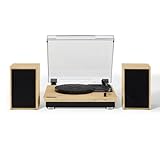 prise casque Brio Système d\'étagère pour platine vinyle Bluetooth avec haut-parleurs intégrés, Nature (Nature)