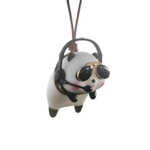 iSpchen Rétroviseur Pendentif Décoration Ornement pour Voiture - Miroir Suspendus Drôle Panda Swing - Accessoires Intérieurs