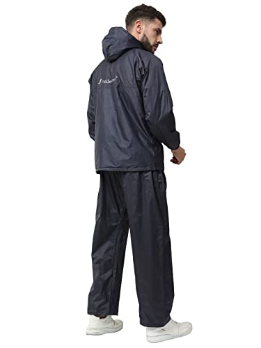 Image of FabSeasons Heavy Duty Printed Reversible Double Layered Waterproof Raincoat set with adjustable Hood & Deep Mobile Pocket