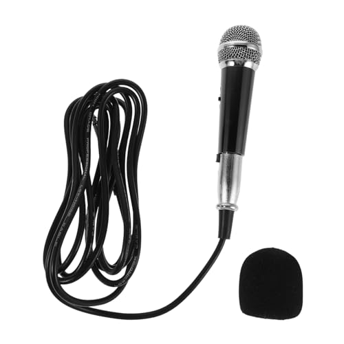 Alipis Micrófono Dinámico con Cable para Karaoke Mini Portátil Compatible con Altavoces Exteriores para Grabación de Voz Diseño Metálico Negro y Plata