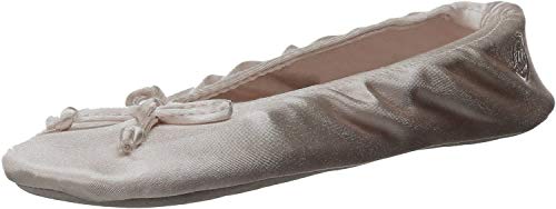 Image of Isotoner Women's Satin Ballerina Slippers with Classic Ribbon Bow and Suede Sole