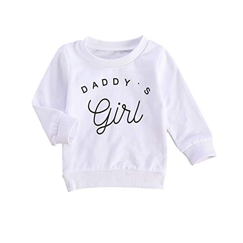 Toddler Baby Boy Girl Crewneck Sweatshirt Top Newborn Love You More Shirt Pullover Long Sleeve Baby Valentine 's Day Clothes (White Daddy Girl, 6-12 Months)
