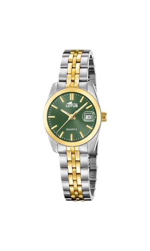 LOTUS Reloj Mujer Analógico de Acero Inoxidable 316l Multi - Movimiento de Cuarzo - Cristal Mineral de Alta Resistencia - Resistente al Agua 5 ATM - Calendario 19014/5 - Old Money
