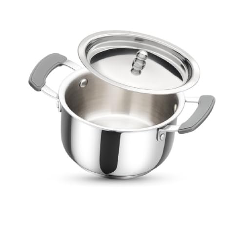 Image of Silver Queen Tri-Ply Stainless Steel Mini Casserole Saucepot | Rice Patila | Induction & Gas Compatible, Even Heat Distribution & Durable Design, Gift Item (with LID, 10 CM, 0.35 LTR)