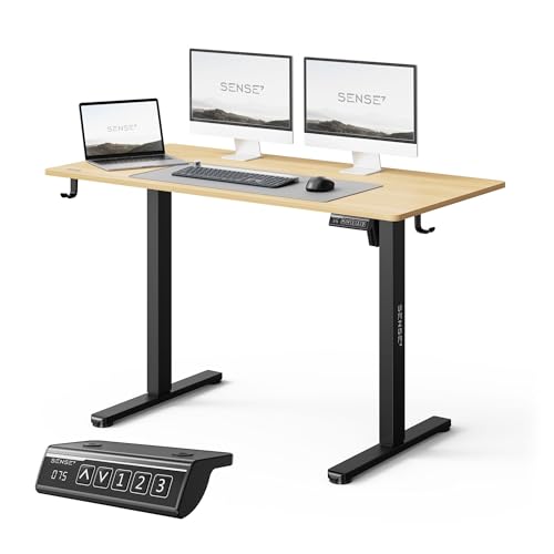 SENSE7 Nojo Light Escritorio Elevable Eléctrico Pino Negro 120x60cm – Escritorio Moderno Acabado Madera con Memoria