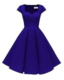 MenHanpceirs Women's Cap Sleeve 1950s Retro Vintage Cocktail Swing Dresses with Pocket RoyalBlue 3X-Large