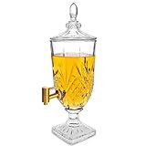 0.79 Glass Drink For Parties Glass Beverage Dispenser with Spigot for Party Bar Wedding Crystal Collection Dispenser Wide Mouth with Lid Iced Beverage Dispensers (0.79gal Agave Style)