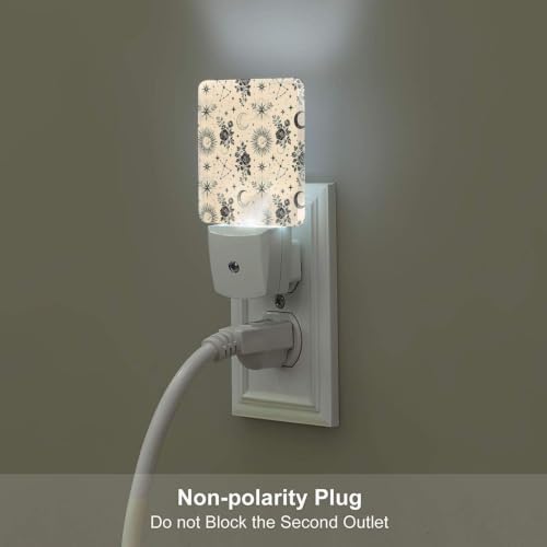 Image of Sun Moon Stars Print (3) LED Plug-in Nightlights Set of 2 for Bedroom