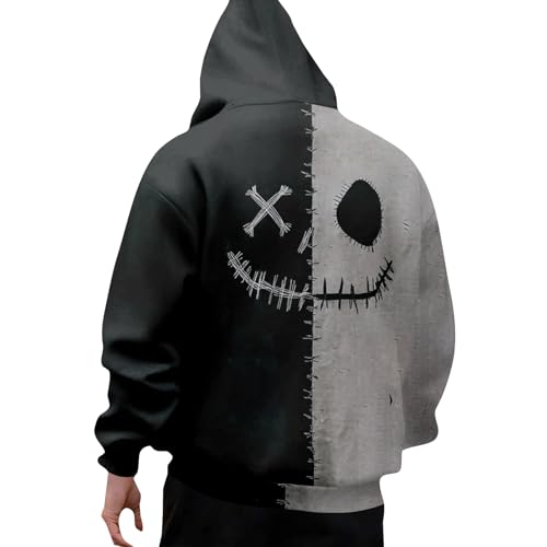 Mens Pullover Hoodie Halloween Long Sleeve Sweatshirt with Pocket Ghostface Print Casual Hooded Tops3
