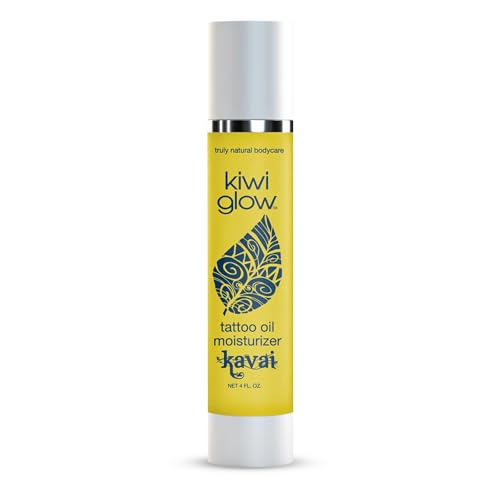 Kiwi Glow Kavai Vegan Tattoo Aftercare Oil – Fast-Absorbing Non-Greasy Tattoo Moisturizer for New & Faded Ink – Plant-Based Sesame Vetiver Citrus – Cruelty-Free USA Made – 4 oz