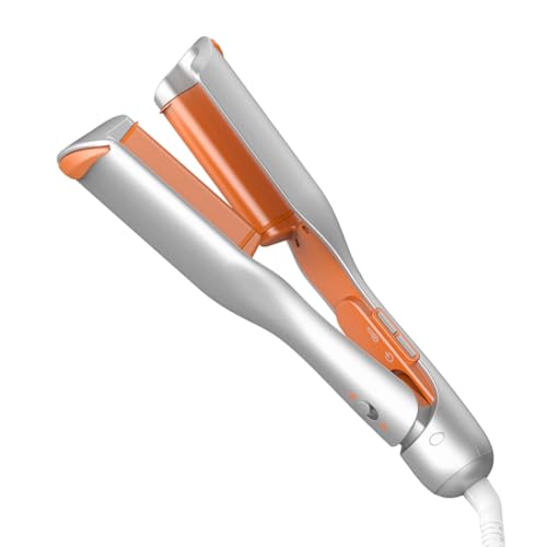 SHEGLAM Fer à Boucles Professionnel Double Barreau 19mm - Beach Waves, Minuterie, 6 Températures Réglables, Double Voltage