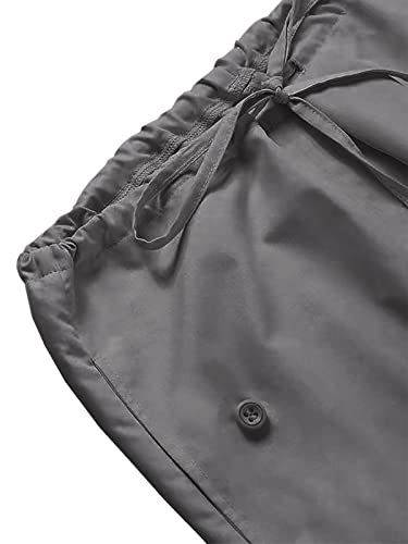 Xineicy Parachute Pants for Women Drawstring Baggy Cargo Pants Y2K Trouser Low Rised Jogger Sweatpants Loose Hip Hop A Grey - Thumbnail 7