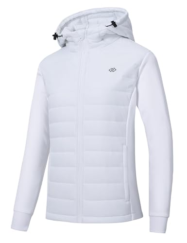 MoFiz Chaqueta Senderismo Aislante Mujer Chaqueta Híbrida Cálida para Correr Chaqueta Deportiva para Exteriores White EU L