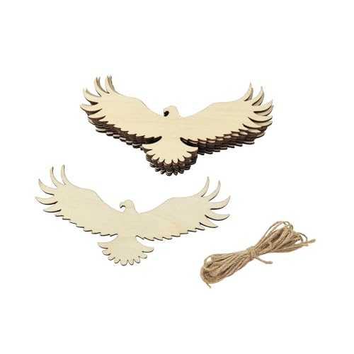 30 Pack 4 Inch Wood Eagle Cutouts Unfinished Wooden Wildlife Eagle Hanging Ornaments DIY Eagle Craft Gift Tags for Home Party Decoration Craft Project