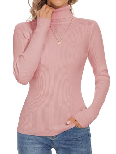 Image of Turtleneck Sweaters for Women Ribbed Long Sleeve Pullover Sweater