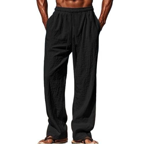 Men's Casual Pants Yoga Beach Loose Fit Summer Pant Drawstring Elastic Waist Lightweight Trousers3