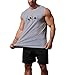 InleaderStyle Mens Sleeveless Tank Tops Workout Gym Muscle Shirts Graphic Casual Summer Beach T-Shirt - Grey-M