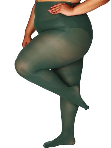 Image of HONENNA Queen Plus Size Tights Semi Opaque Control Top High Waist Stockings Nylons Pantyhose for Women 1X 2X 3X 4X 5X 6X