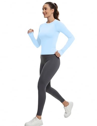Image of MathCat Workout Shirts for Women Long Sleeve, Workout Tops for Women, Quick Dry Gym Athletic Tops,Seamless Yoga Shirts XS-XL
