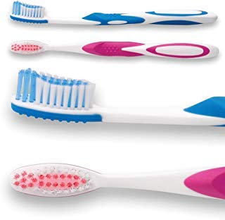 SmileGoods - Cepillo de dientes A381, 38 mechones de cerdas suaves, empaquetados individualmente, colores surtidos, paquete a granel de 72