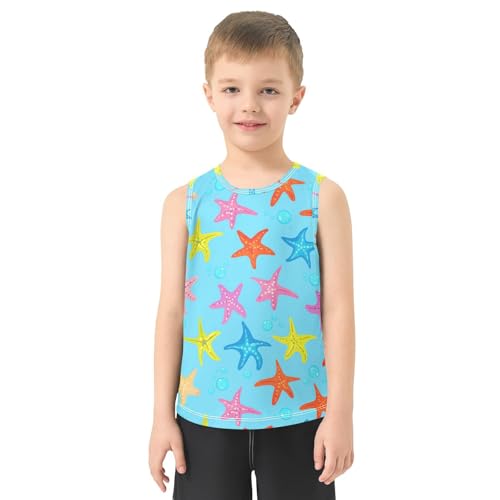J JOYSAY Cartoon Starfish Bubble Blue Boys Tank Top Sleeveless Muscle Shirts Quick Dry Kids T-Shirts 3-15T2