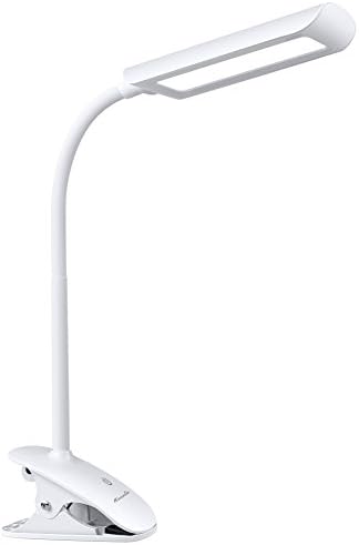 KEDSUM 7W Dimmable LED Clip on Lamp, Flexible Gooseneck Clip on Reading Light with 3-Level Dimmer, Touch-Sensitive Control Panel, Clamp Lamp for Desk