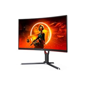 AOC CQ27G3Z 27″ Curved Gaming Monitor, QHD 2K 2560×1440, 1000R VA, 240Hz 0.5ms, FreeSync Premium, Height Adjustable Stand, Xbox PS5 Switch, 3-Year Zero-Bright-dot,Black
