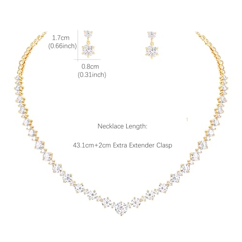 Women's Bridal Jewelry Set for Wedding Brides Bridesmaids, Elegant Prom Costume Necklace and Earring Jewelry Set for Women Evening Wear2