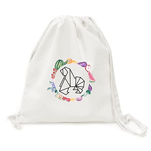 Sac origami chien géométrique en tissu pliable avec sangle fruits légumes