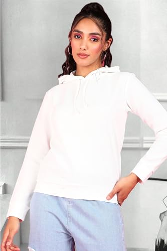 Image of POPWINGS Casual Solid Hooded Pocket Sweatshirt for Women || Women Sweatshirts Casual Wear ||Stylish Western Winter Wear Sweatshirts for Women