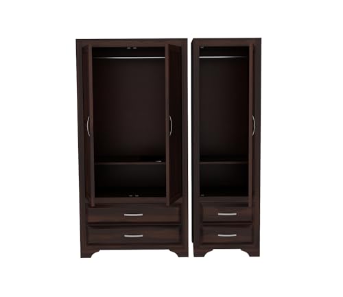 Image of Sheesham Wood Wooden 3 Door Wardrobe Organizer for Clothes | - Solid Wood Almirah with 4 Drawers, 4 Shelves - with Hanging Space Cupboard for Large Bedroom (Design 21)