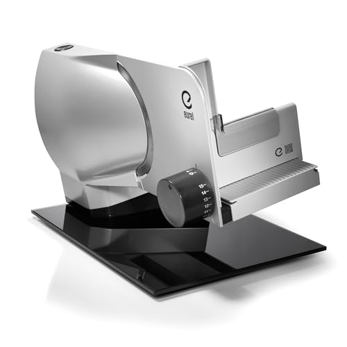 EUREL RS94 Allesschneider Elektrisch Silber – Brotschneidemaschine, Vollmetall, Glasplatte,...