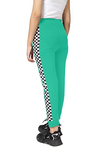 Image of KYDA KIDS Girls 100% Cotton Chess Print Track Pants | Elastic Waist Regular Fit | Soft Breathable Kids Casual Wear with Side Pockets Multicolor (Pack of 1)
