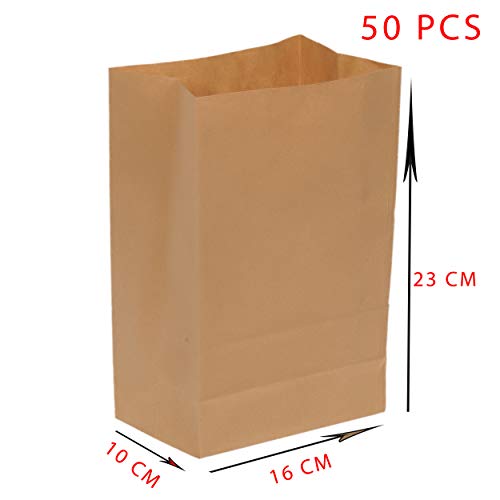 Fast Pack Sachet Kraft - Sac Papier - Sac Alimantaire -%100 Recyclable (16 * 10 * 23 cm 50 pcs)