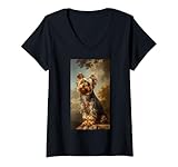 Photo Gallery donna renacimiento retrato yorkshire terrier maglietta con collo a v Photo Gallery donna renacimiento retrato yorkshire terrier maglietta con collo a v