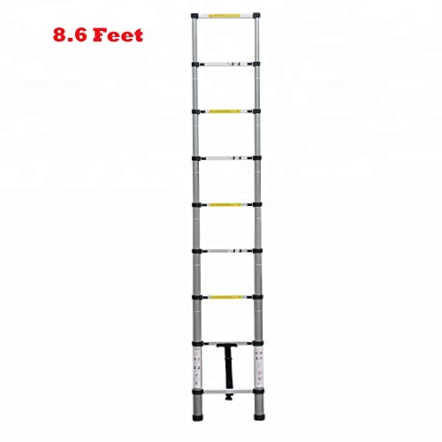 Image of Smarty 9 Feet Portable Lightweight Compact Ultra Stable Locking Mechanism 2.6 Meter Telescopic Aluminium Ladder for Home and Outdoor