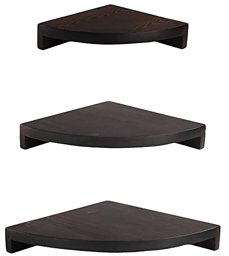 Lawei Set Of 3 Wood Corner Shelf Wall Mount, Solid Wood Floating Corner Shelves Wall Hanging Corner Shelves For Display Of Books, Small Plant, Photos, Wall Decor #TOP11