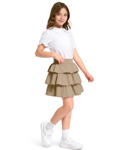 Image of KEREDA Girls Skirt Kids Casual 3-Layer Ruffle Skort School Uniform Skirts for Girls