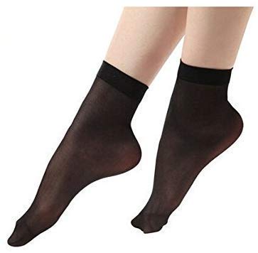 Image of Women's & Girls Black Color Skin Fit Premium Sun Protection Nylon Ankle Thumb Socks, Ultra-Thin Nylon Summer Skin Thumb /Toe Socks for Women /Girl's