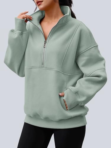 Image of AUTOMET Women's Quarter Zip Oversized Sweatshirt Fleece Mock Neck Pullover