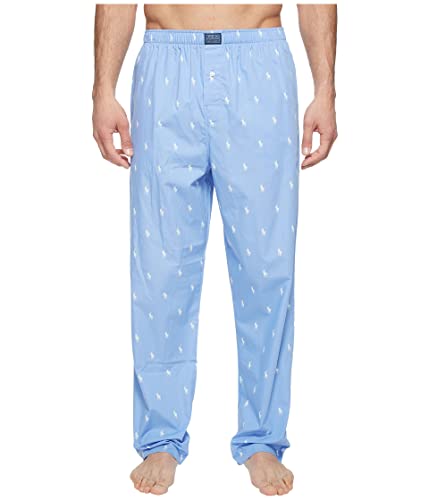 Image of Polo Ralph Lauren Men's All Over Pony Sleep Pant, Beach Blue /White Pony, X-Large