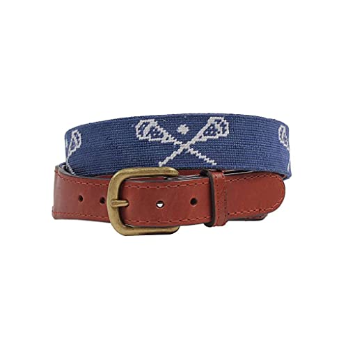 Crossed Lax Sticks Needlepoint Belt by Smathers & Branson